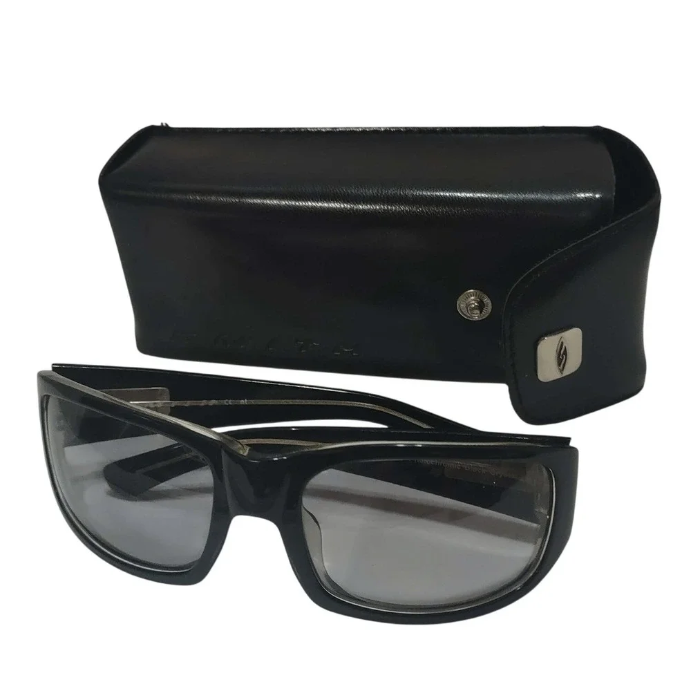 Smith Bauhaus TLT Optics Photochromic Black Crystal Sunglasses, Leather Case Y2K